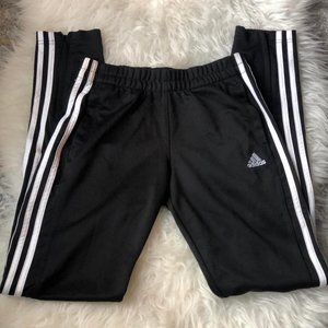 adidas Black Track Pants with White Stripes